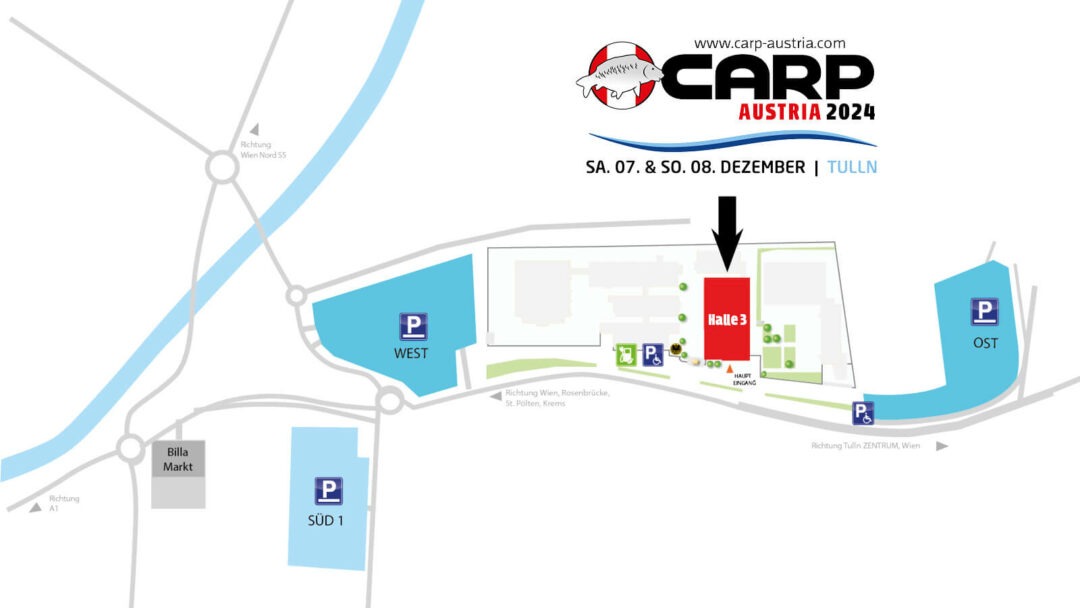 carp austria besucher info, öffnungszeiten, tageseintritt, eintritt preise, hallen plan, parken messe tulln, shuttle bus, behinderten parkplätze und anfahrt