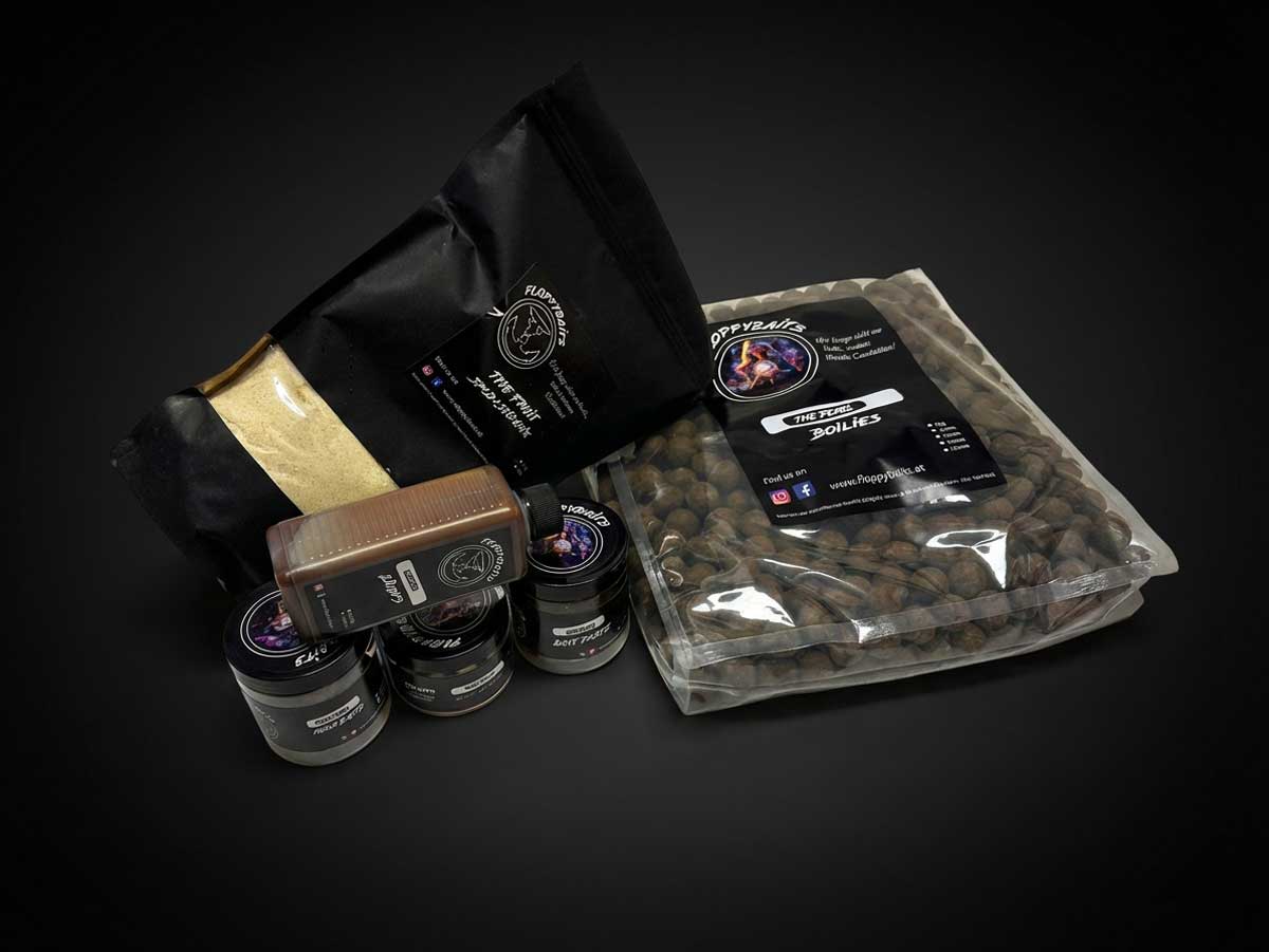Floppybaits The Pearl Bait Bundle bojlikkal, horogcsalikkal és kiegészítő pontyos csalikkal