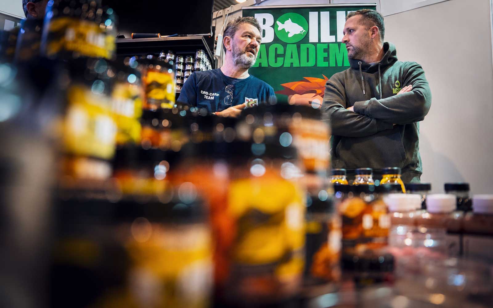 Boilie Academy Messestand mit frischen Boilies, handgefertigten Ködern und natürlicher Lockwirkung auf der Carp Austria Fischerei Messe