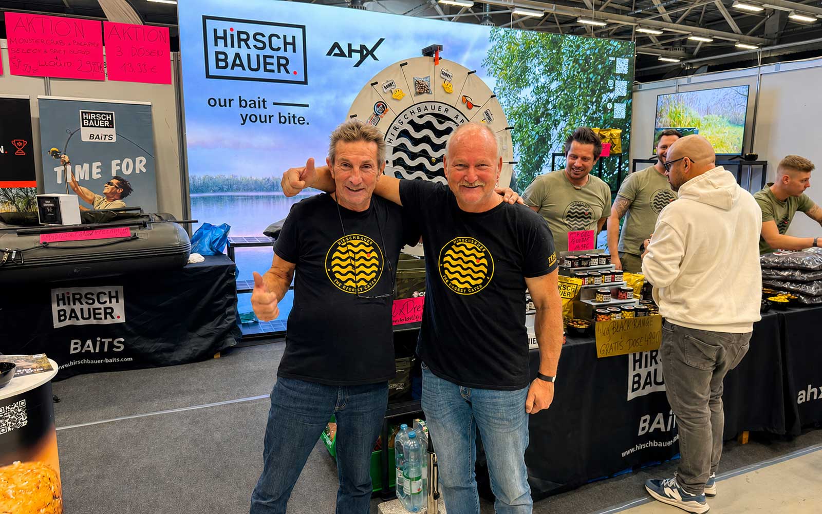 Hirschbauer Baits Messestand mit Wafters, Hookbaits, Pellets und Lockstoffen auf der Carp Austria Fischerei Messe