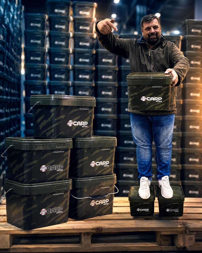 Camo Bucket Camouflage Angeleimer Deal für Angler auf der Carp Austria Angelmesse
