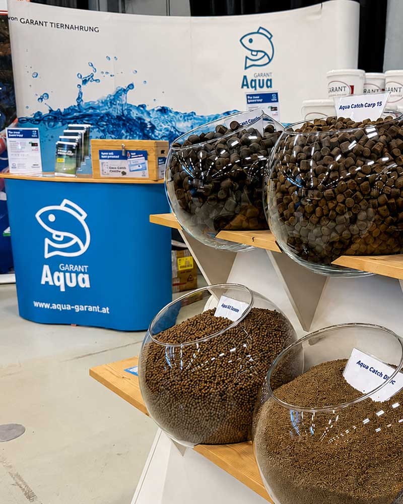 Aqua Garant Pellets, Partikel, Angelfutter und Karpfenfutter auf der Carp Austria Angelmesse