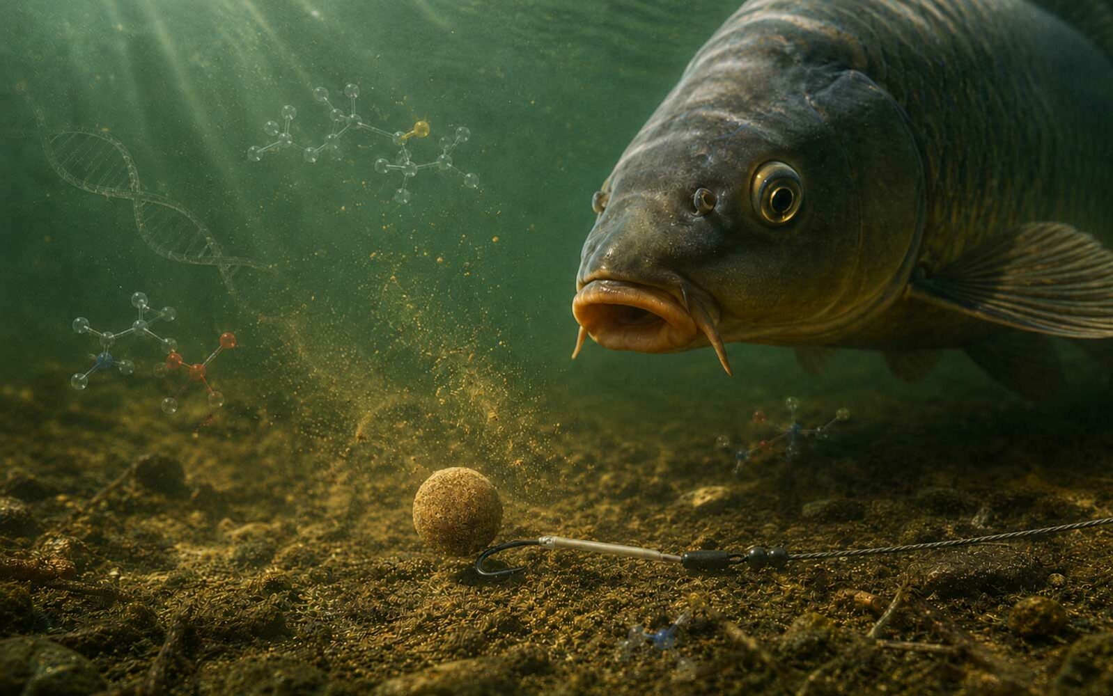 Wafter Boilies als critically balanced Karpfenköder über dem Haken für moderne Karpfenmontagen