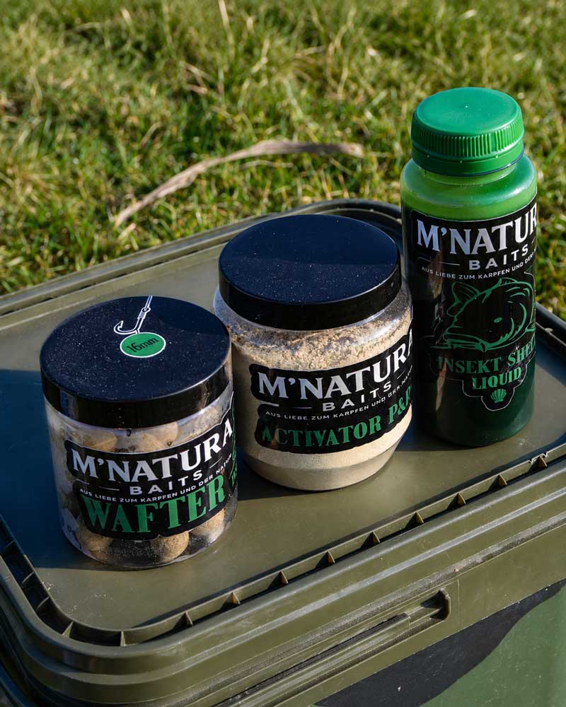 M’NATURA-Baits Wafter, Activator Powder und Liquid für Karpfenangler