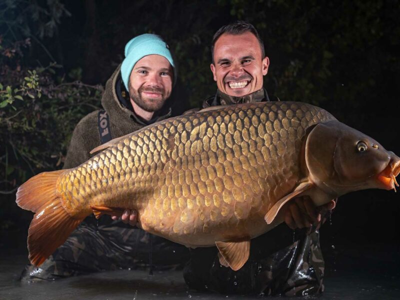 Karpfenangler mit großem Karpfen im NVIBE Baits Markenprofil
