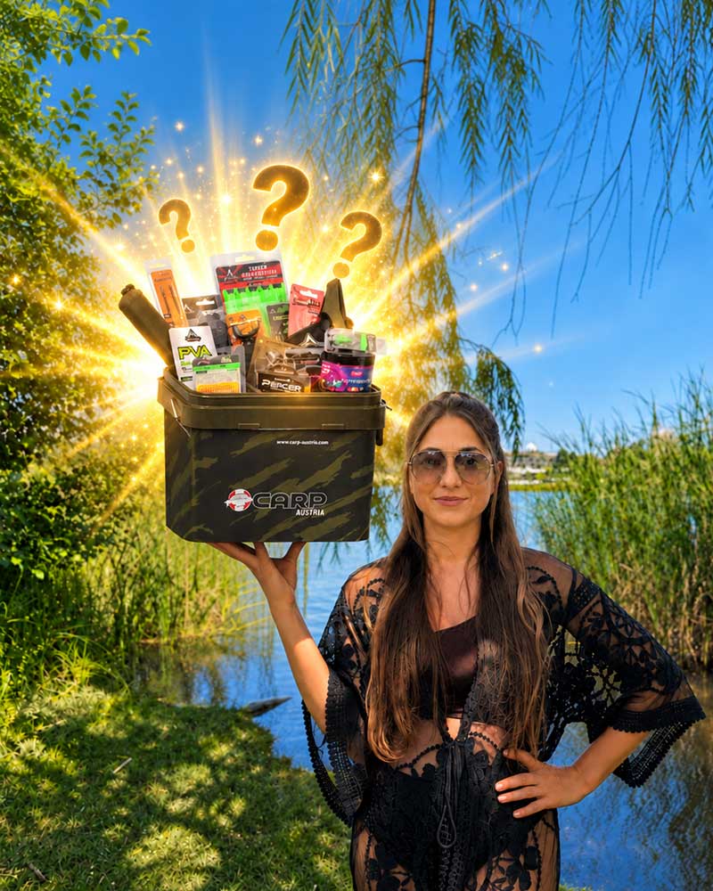 Kaprársky Mystery Bucket – vedro s prekvapením s kaprárskou výbavou, príslušenstvom a meniacimi sa produktmi