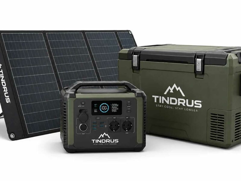 Tindrus Solarmodul, Powerstation und Kompressor-Kühlbox für lange Angelsessions